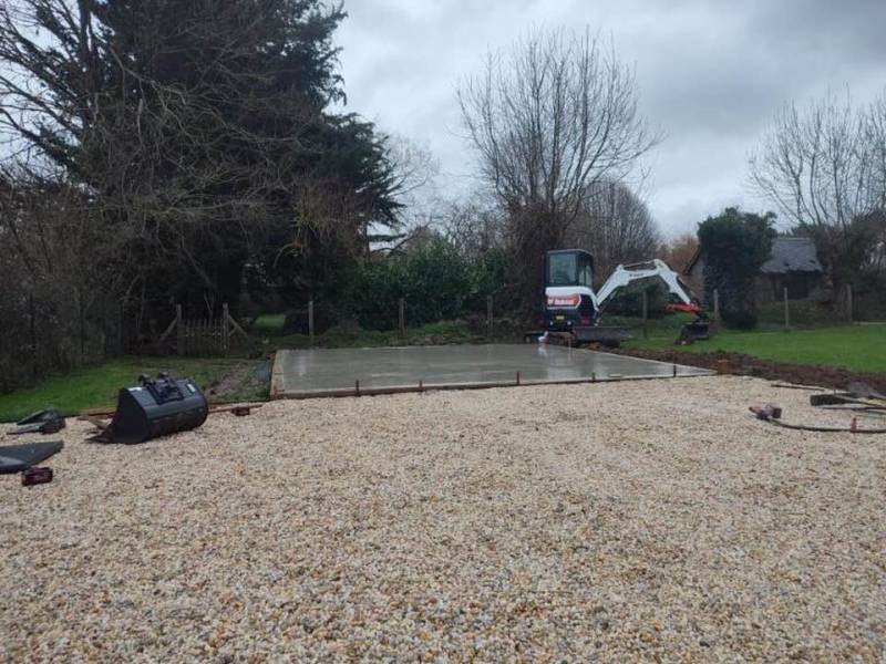 Réalisation d'une dalle béton de 34m2 à Auberville